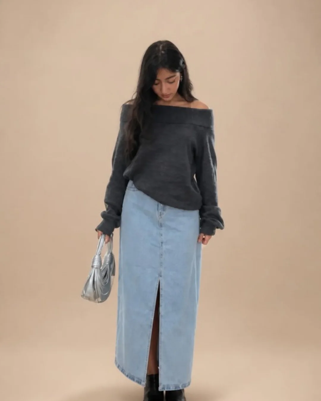 Jupe midi en denim